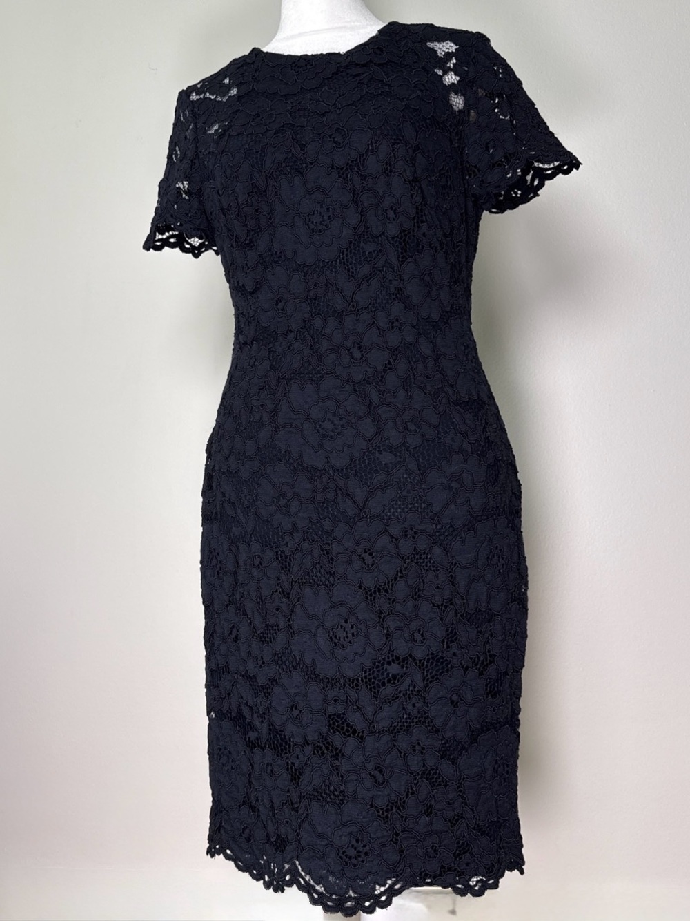 Lauren Ralph Lauren Scalloped Hem Lace Overlay Navy Blue Dress Size 4? Wedding